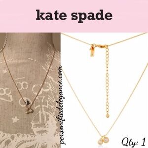 NEW Kate Spade Elegant Edge Dangle Charm Pendant Gold Tone Fashion Necklace